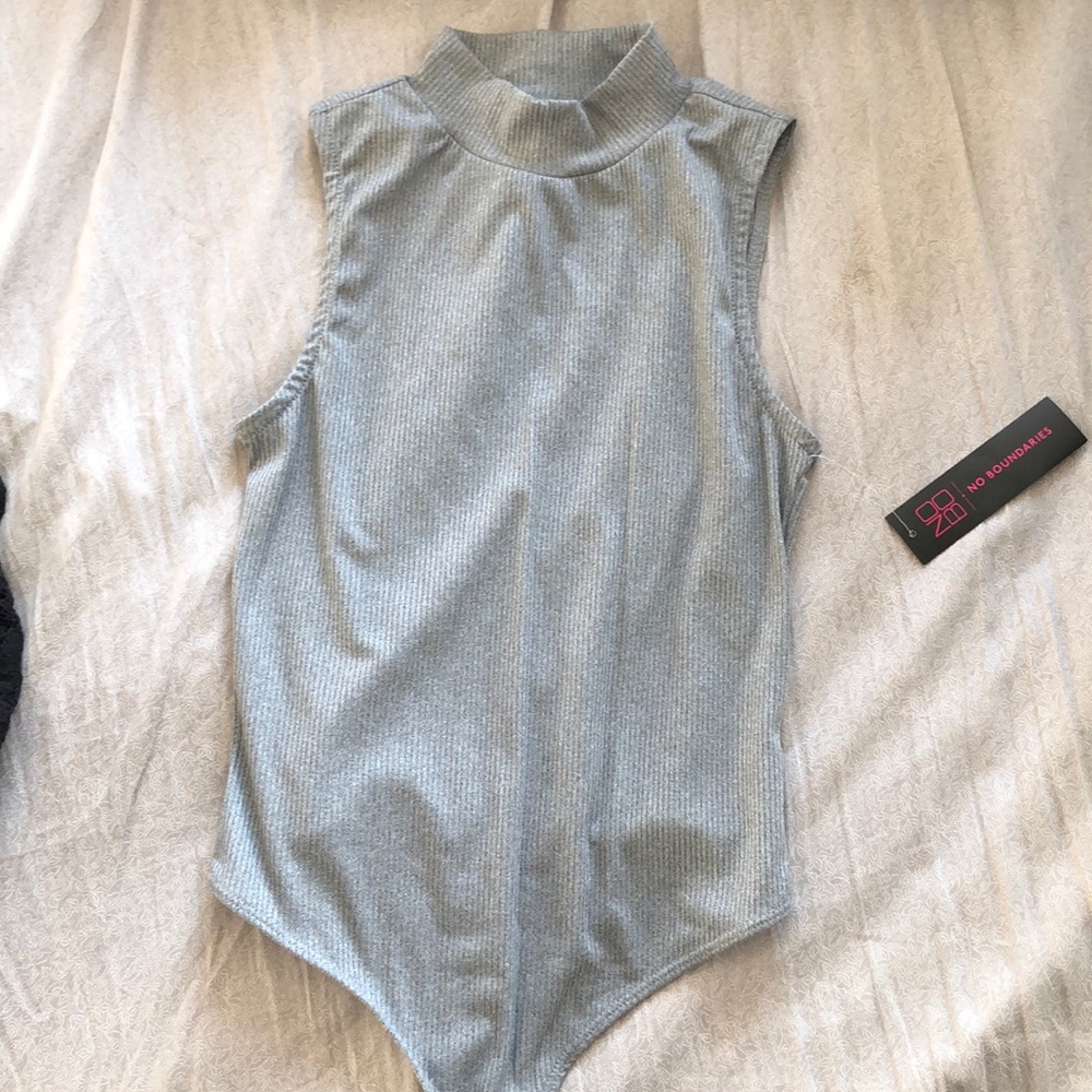 Grey High Neck Body Suit
